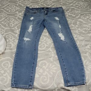 Aero  Light Blue Distressed Skinny Jeans